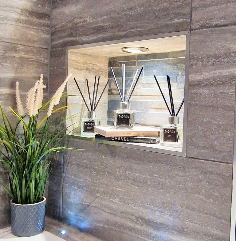 Reed diffuser in bathroom